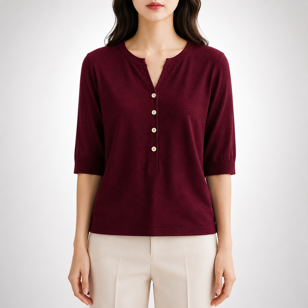 Top en Tricot à Col Fendu Ada