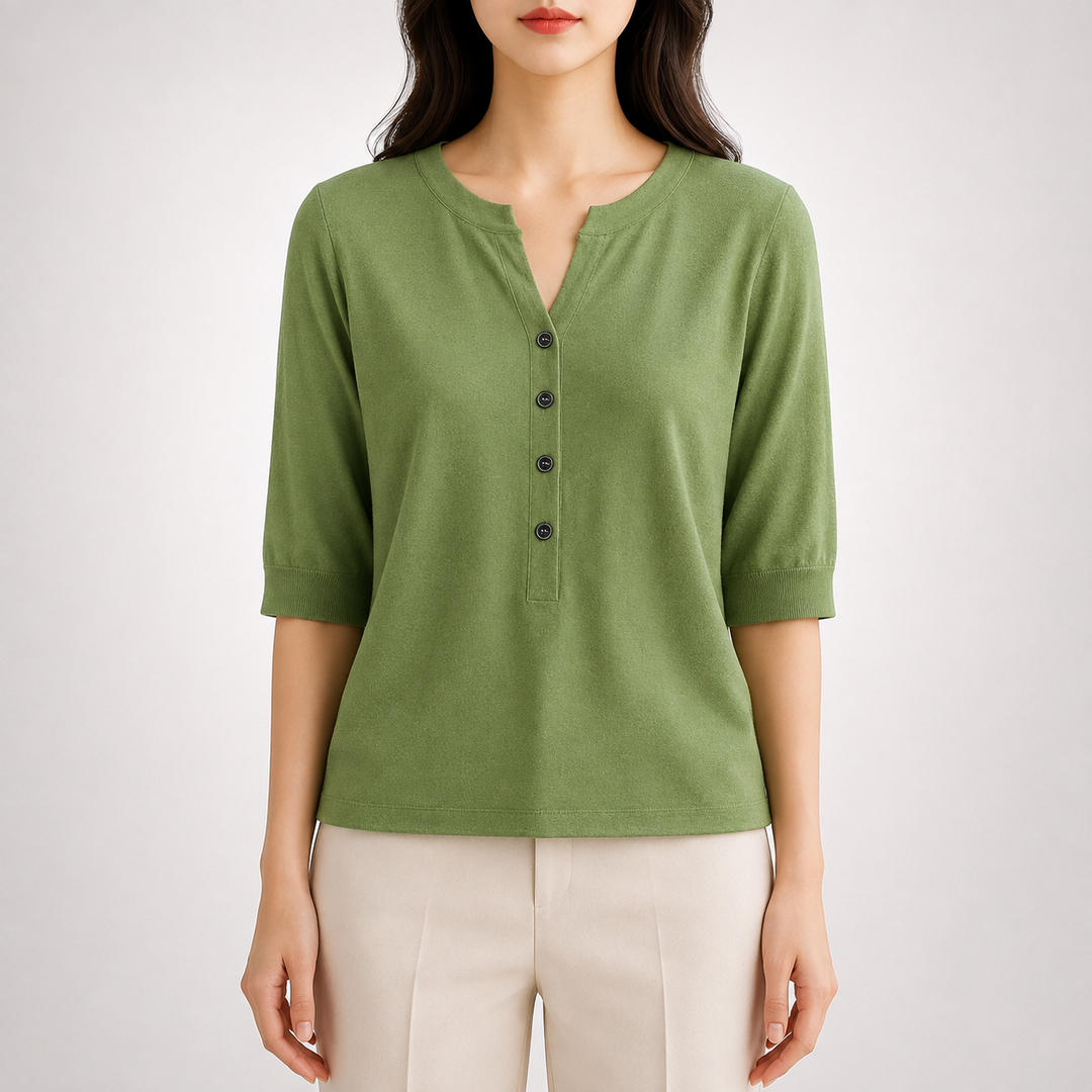 Top en Tricot à Col Fendu Ada