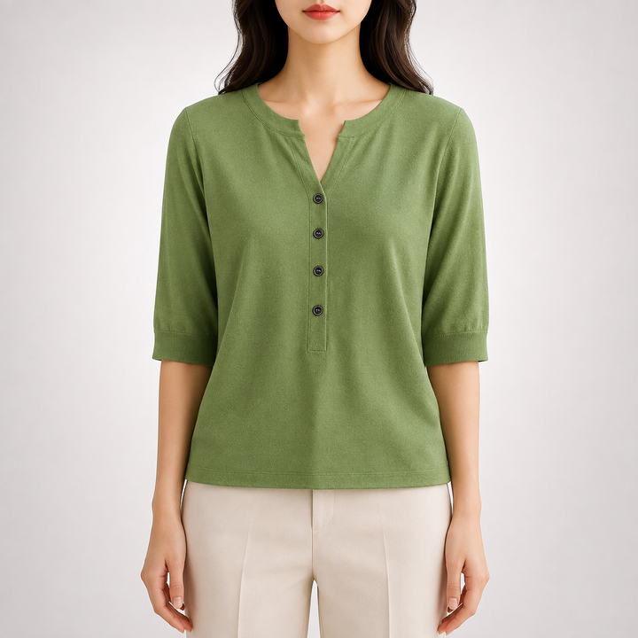 Top en Tricot à Col Fendu Ada