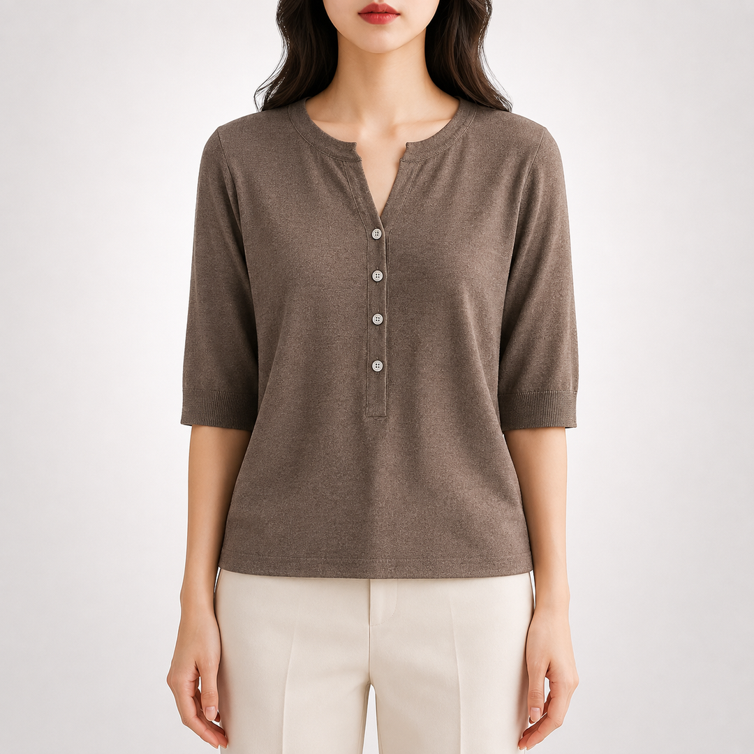 Top en Tricot à Col Fendu Ada