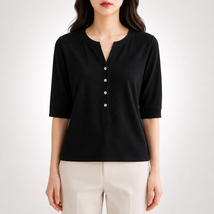 Top en Tricot à Col Fendu Ada