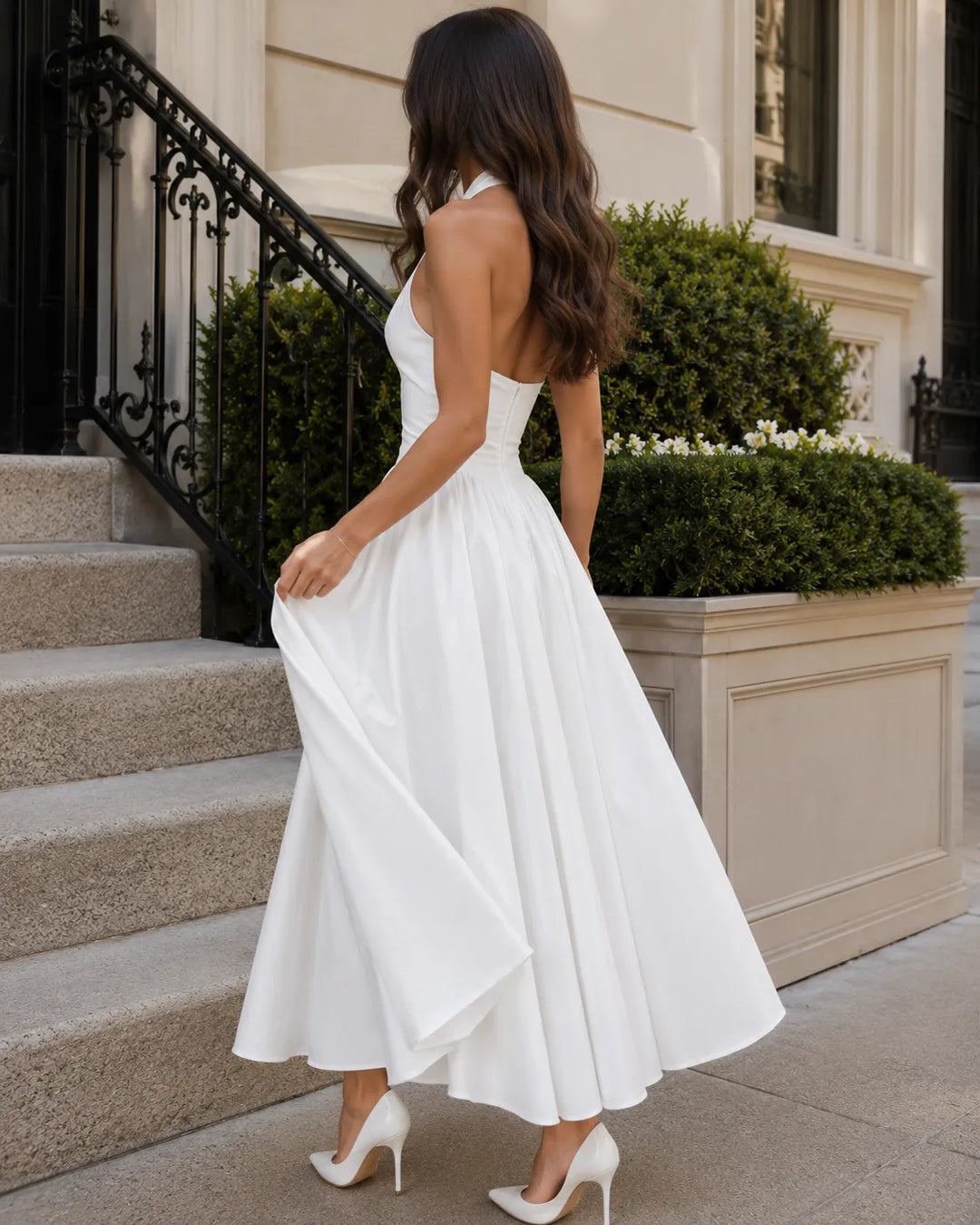Celeste | Robe Midi Élégante à Col Halter