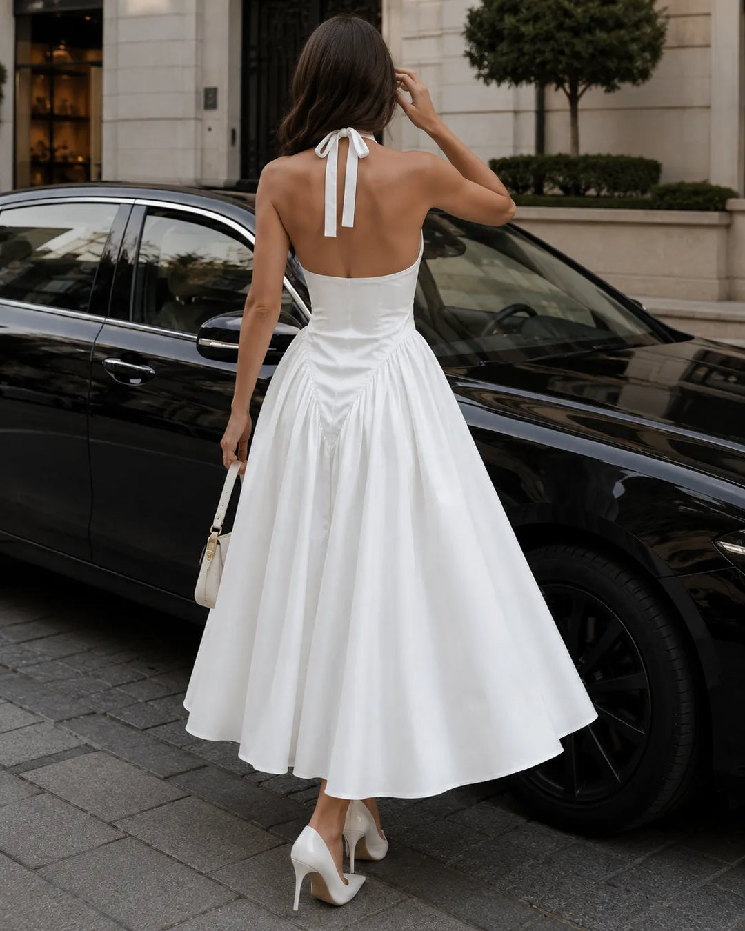 Celeste | Robe Midi Élégante à Col Halter