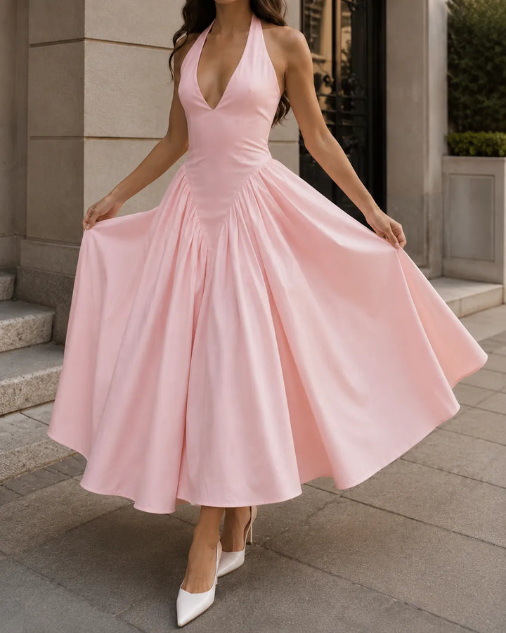 Celeste | Robe Midi Élégante à Col Halter
