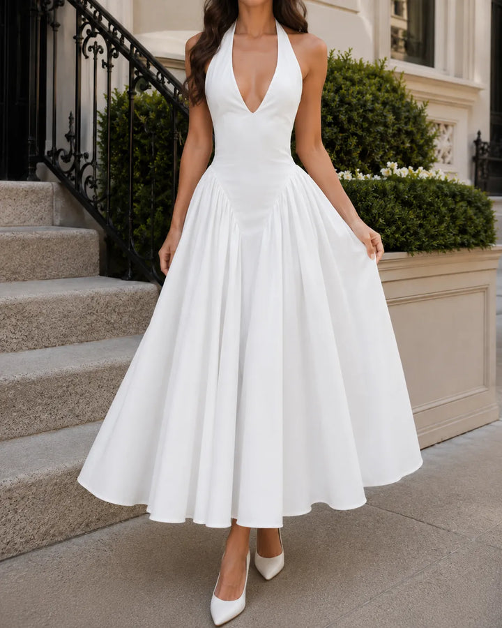 Celeste | Robe Midi Élégante à Col Halter