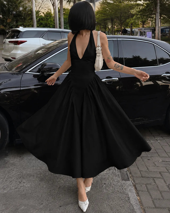 Celeste | Robe Midi Élégante à Col Halter