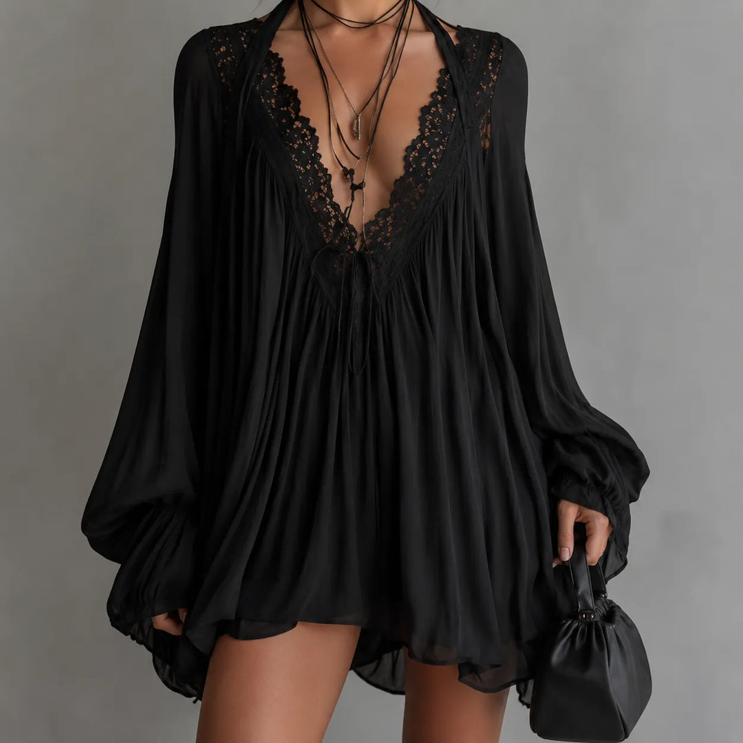 Lucia | Robe Tunique en Chiffon avec Dentelle