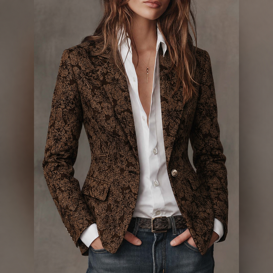 Blazer Ajusté en Jacquard Paisley pour Femmes
