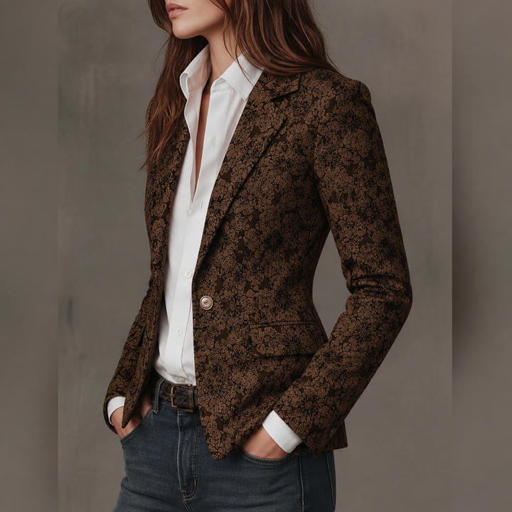 Blazer Ajusté en Jacquard Paisley pour Femmes