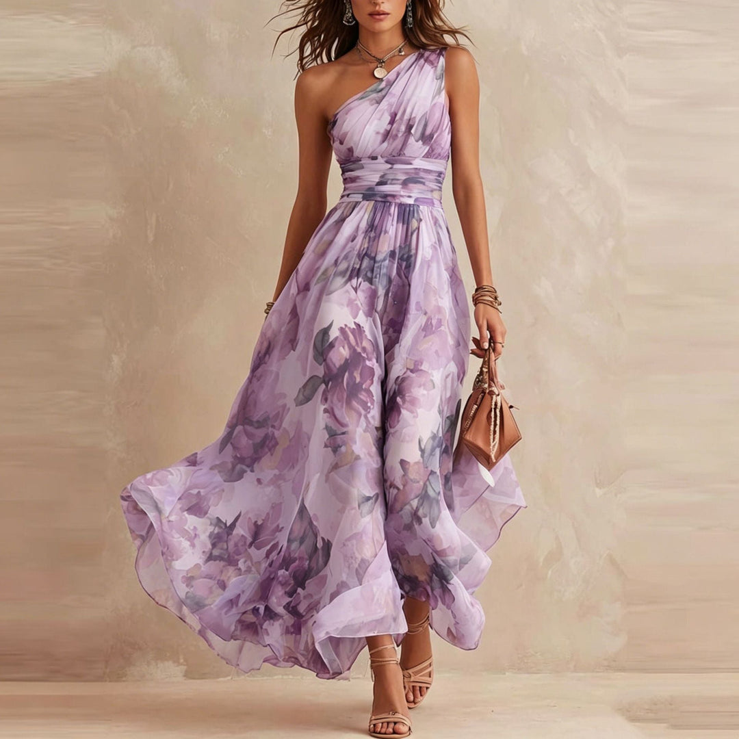 Aurora – Robe fleurie asymétrique