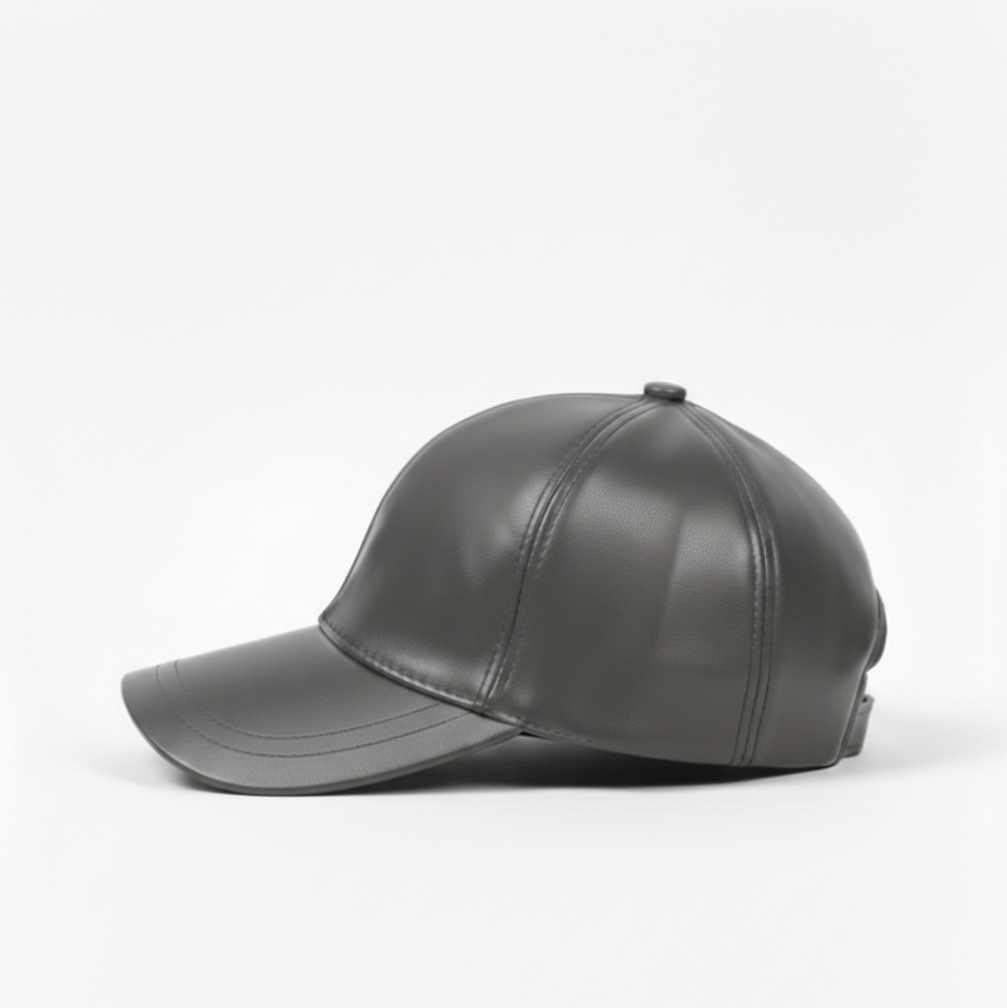 Casquette en Cuir - Gris