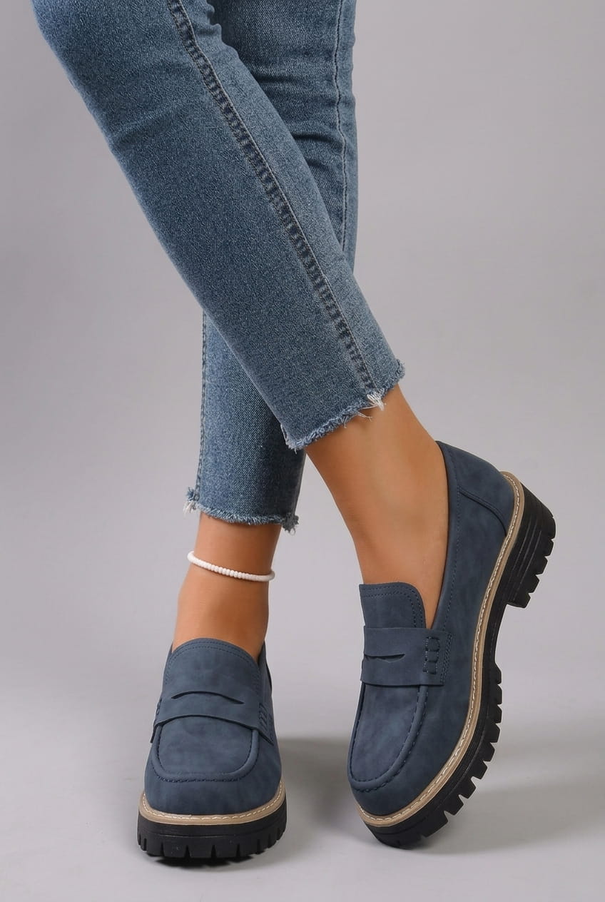 Elsa | Mocassins à Talon Style Universitaire