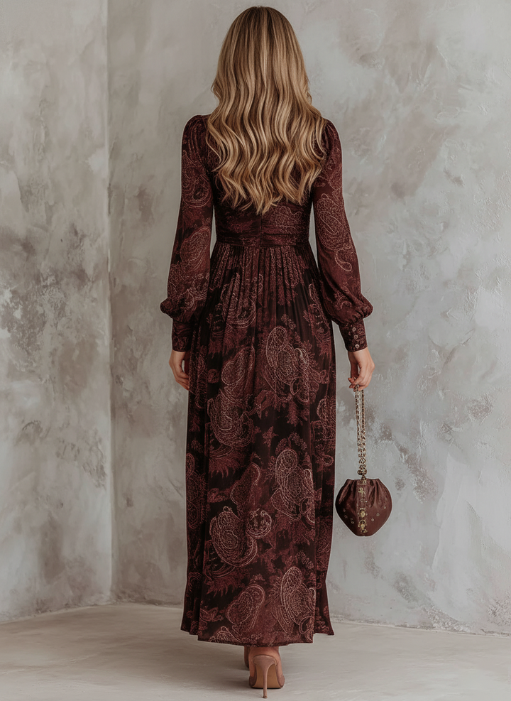 Gwendolyn | Robe Maxi à Taille Zippée Paisley