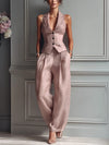 Ensemble Femme Deux Pièces avec Décolleté en V et Boutons