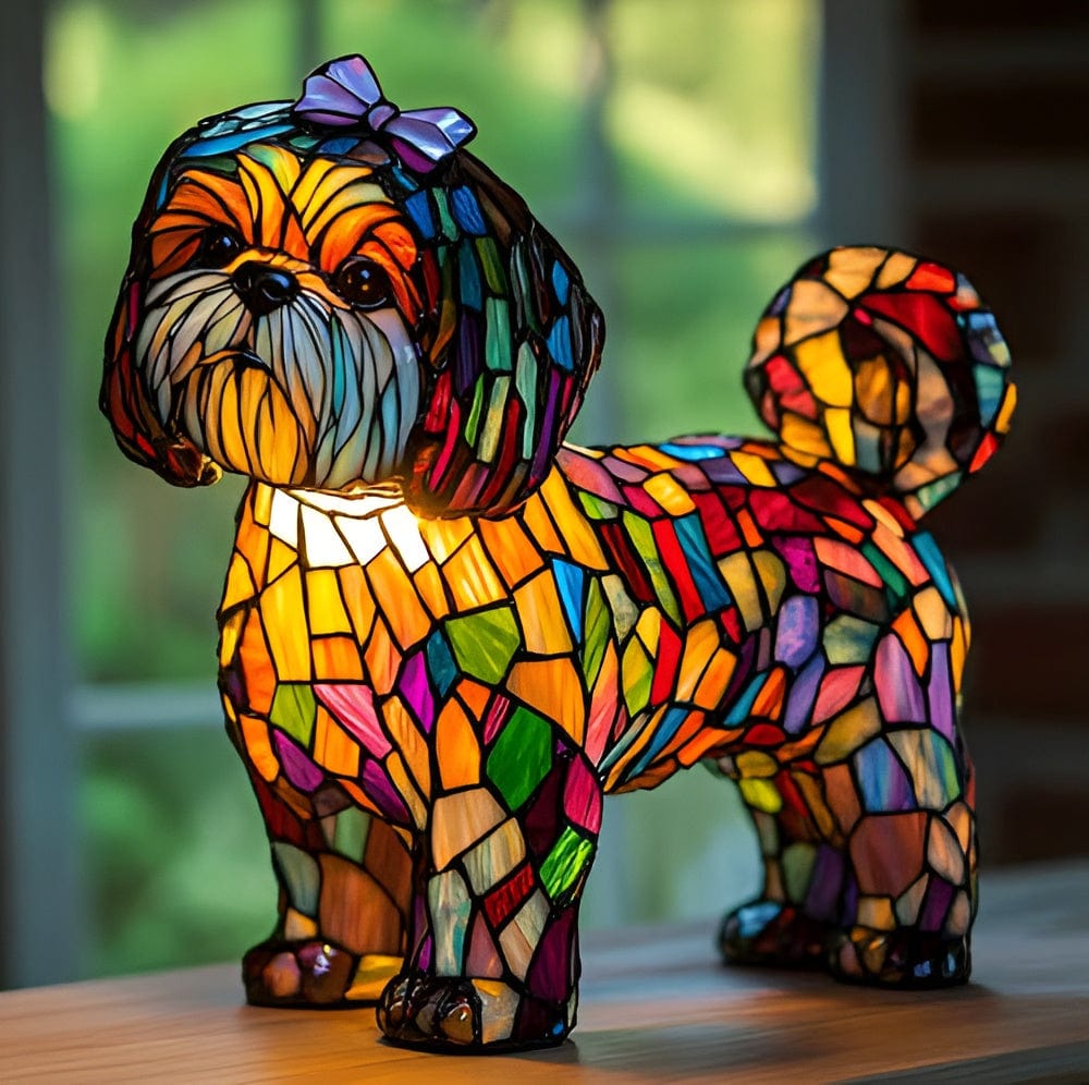 Lampe Glow Shih Tzu avec Beau Nœud
