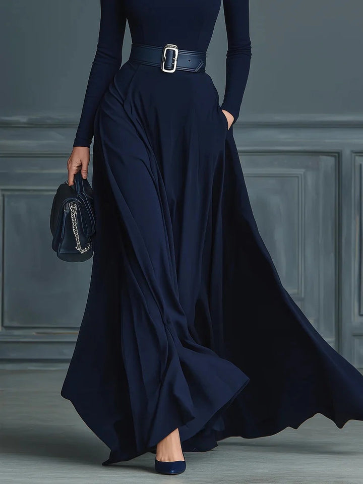 Katarina | Robe Maxi à Col Montant Ceinturée