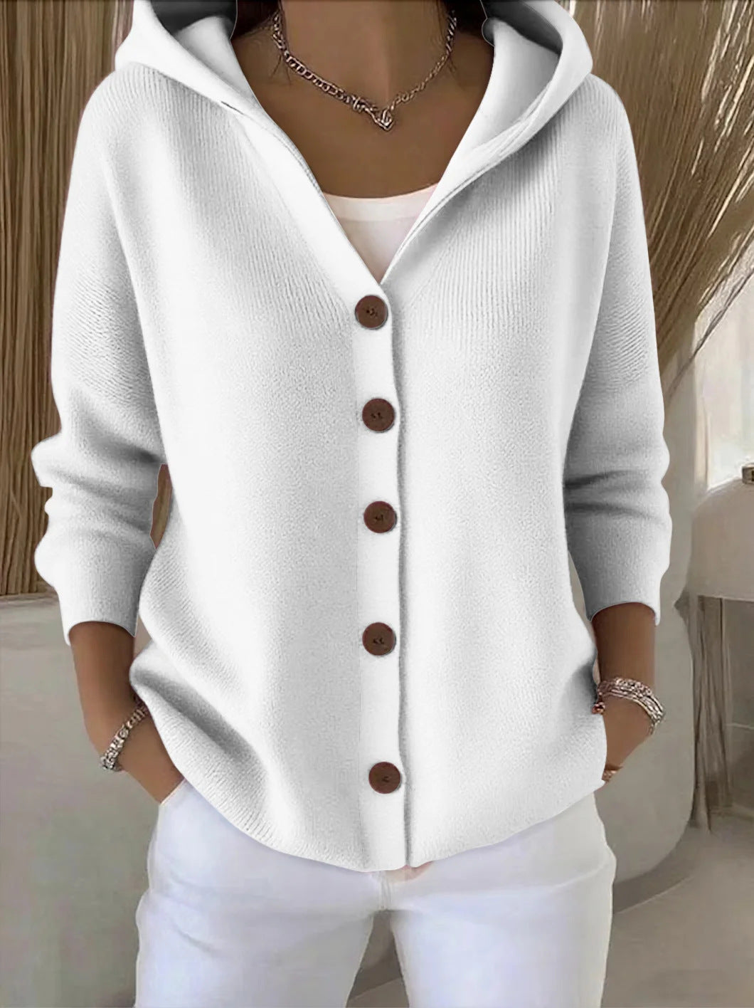 Émeline | Cardigan Capuche Boutonné