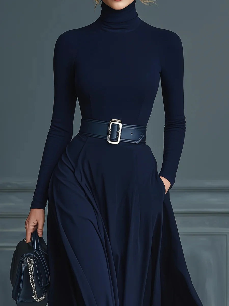 Katarina | Robe Maxi à Col Montant Ceinturée