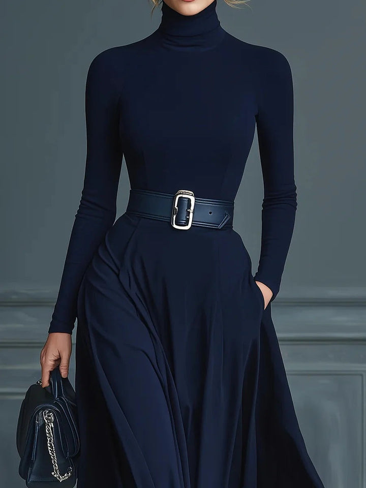 Katarina | Robe Maxi à Col Montant Ceinturée