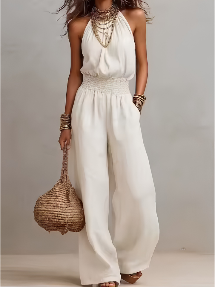 VALERIA | Combinaison à Encolure Halter et Jambes Amples
