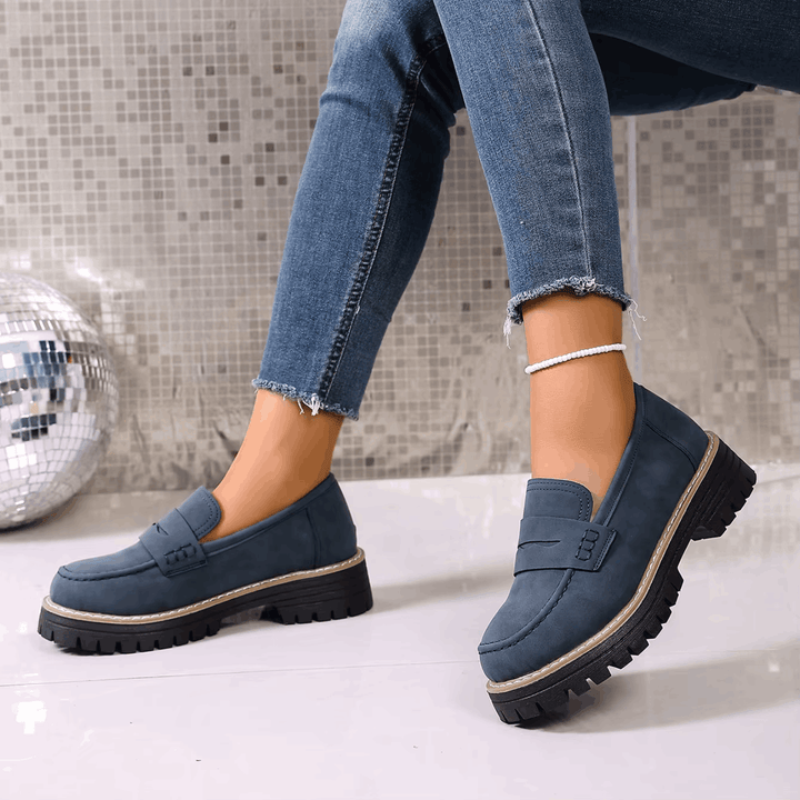 Elsa | Mocassins à Talon Style Universitaire