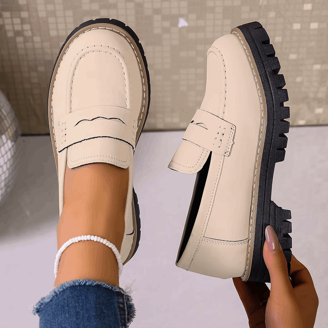 Elsa | Mocassins à Talon Style Universitaire