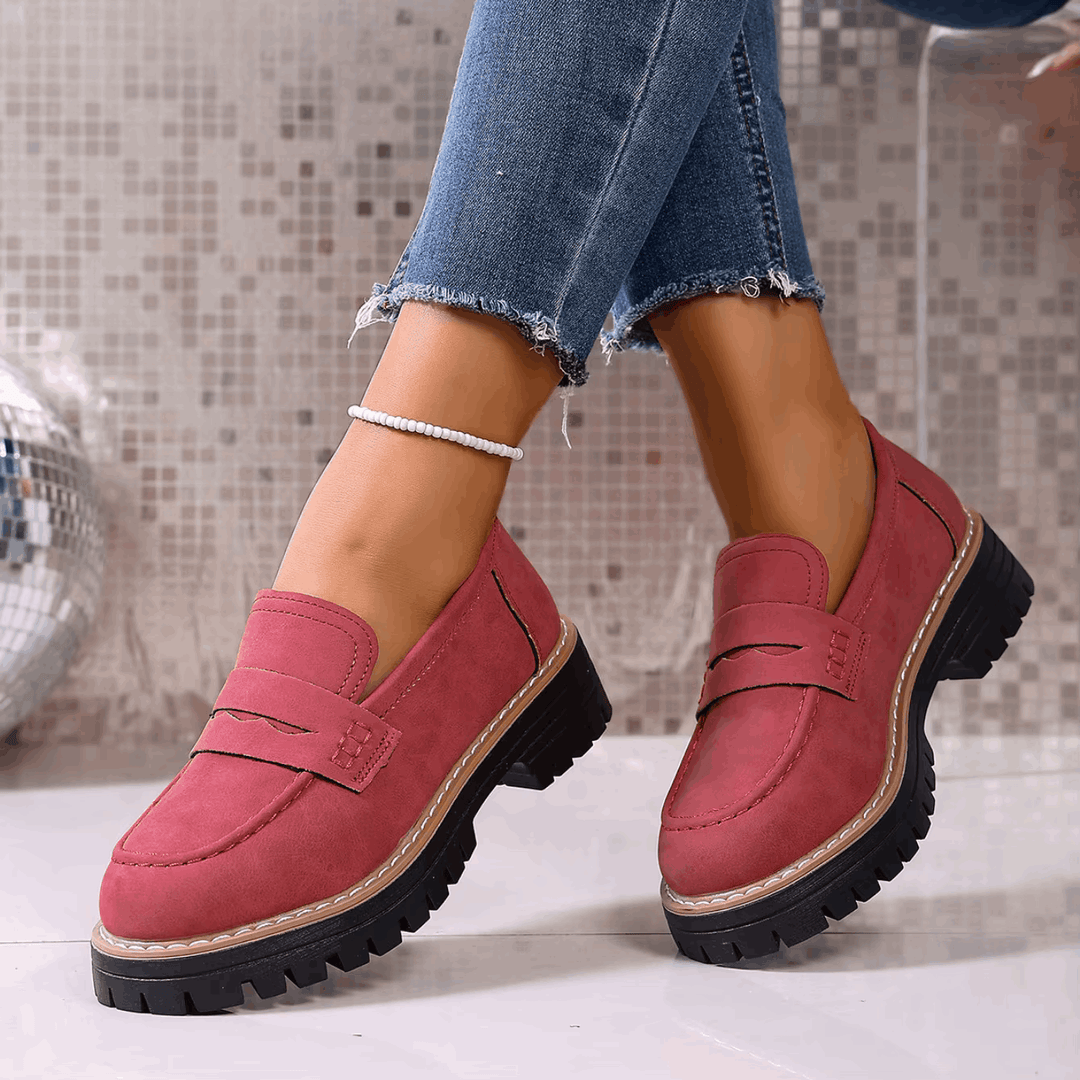 Elsa | Mocassins à Talon Style Universitaire