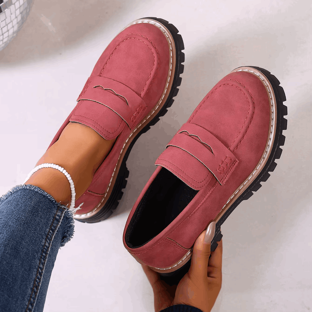 Elsa | Mocassins à Talon Style Universitaire