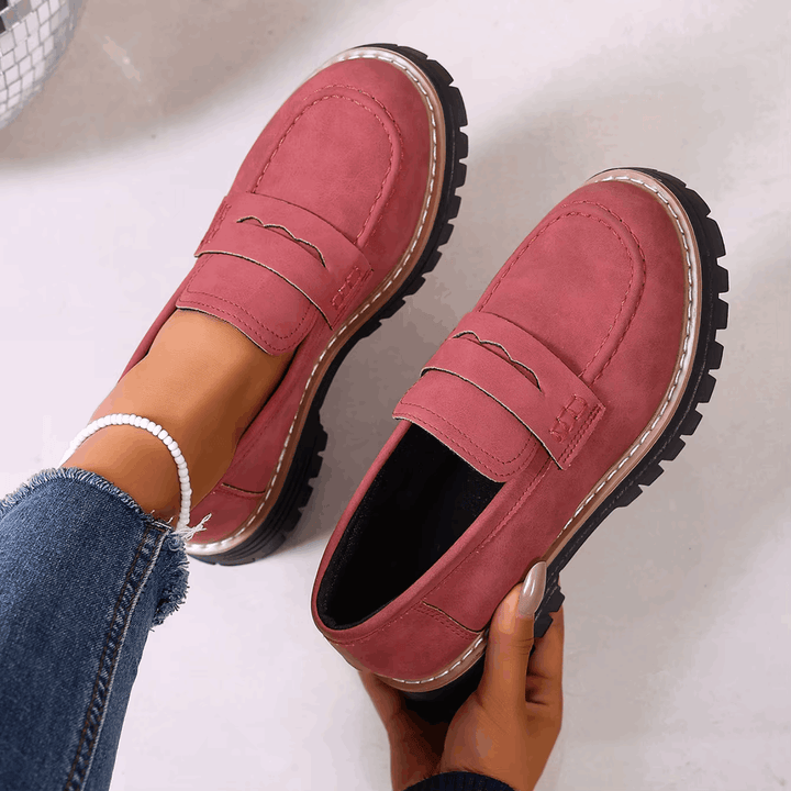Elsa | Mocassins à Talon Style Universitaire