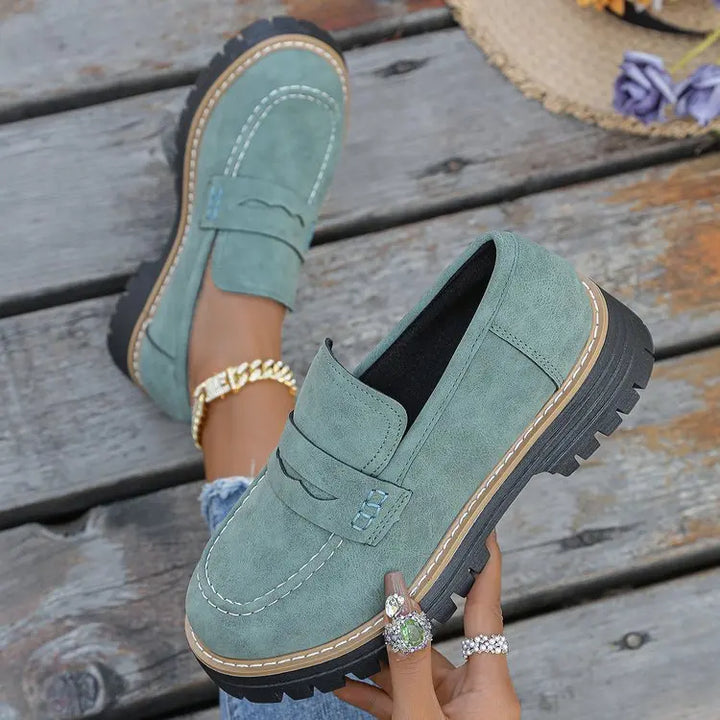 Elsa | Mocassins à Talon Style Universitaire