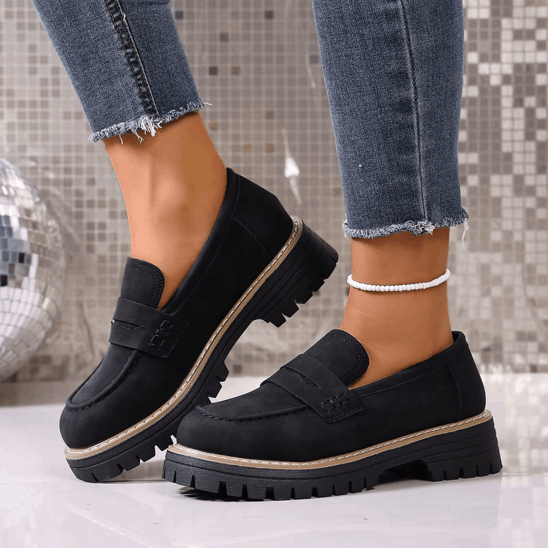 Elsa | Mocassins à Talon Style Universitaire