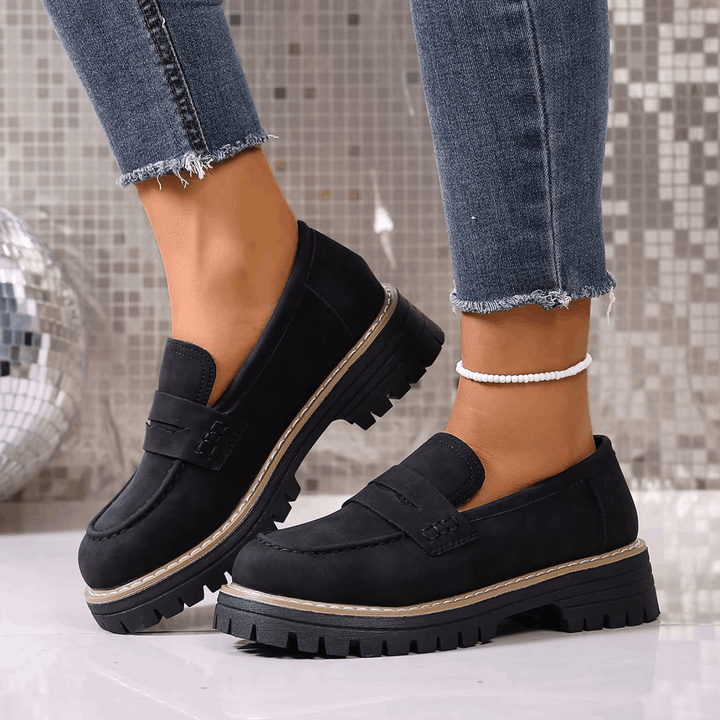 Elsa | Mocassins à Talon Style Universitaire