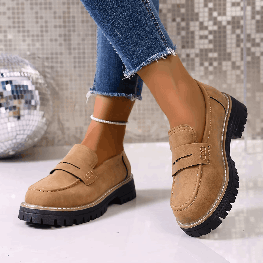 Elsa | Mocassins à Talon Style Universitaire