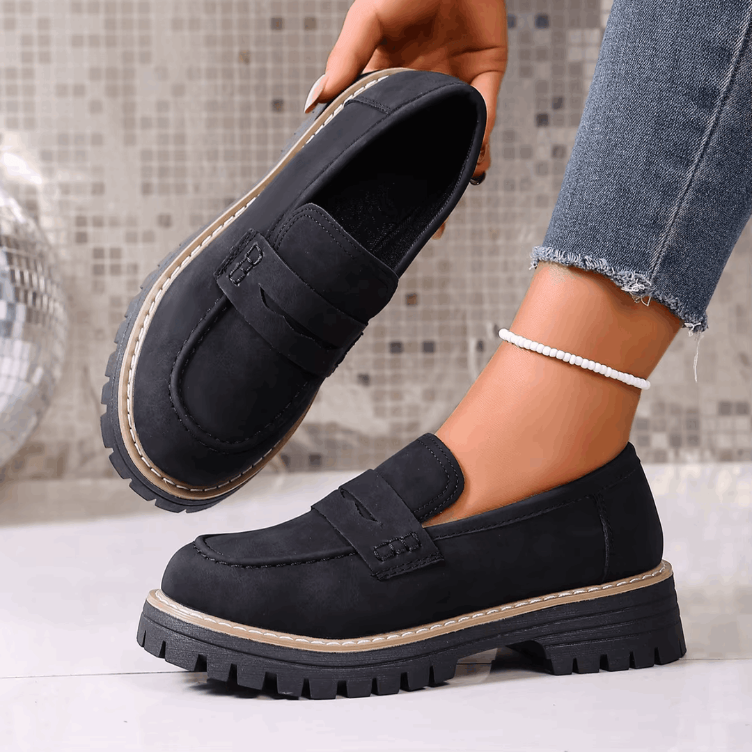Elsa | Mocassins à Talon Style Universitaire