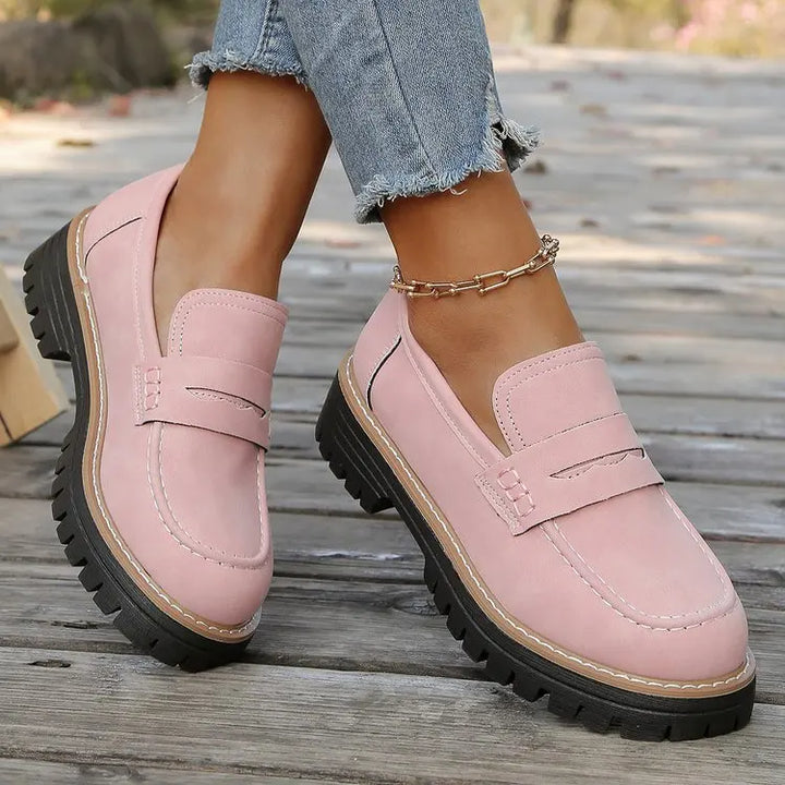 Elsa | Mocassins à Talon Style Universitaire