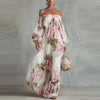 Payton | Robe Maxi Fleurie à Épaules Dégagées, Manches Longues