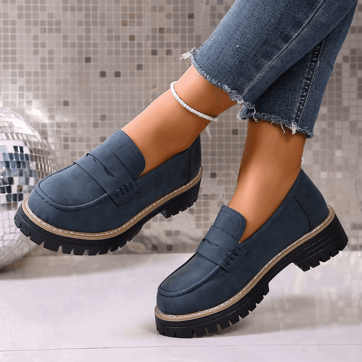 Elsa | Mocassins à Talon Style Universitaire
