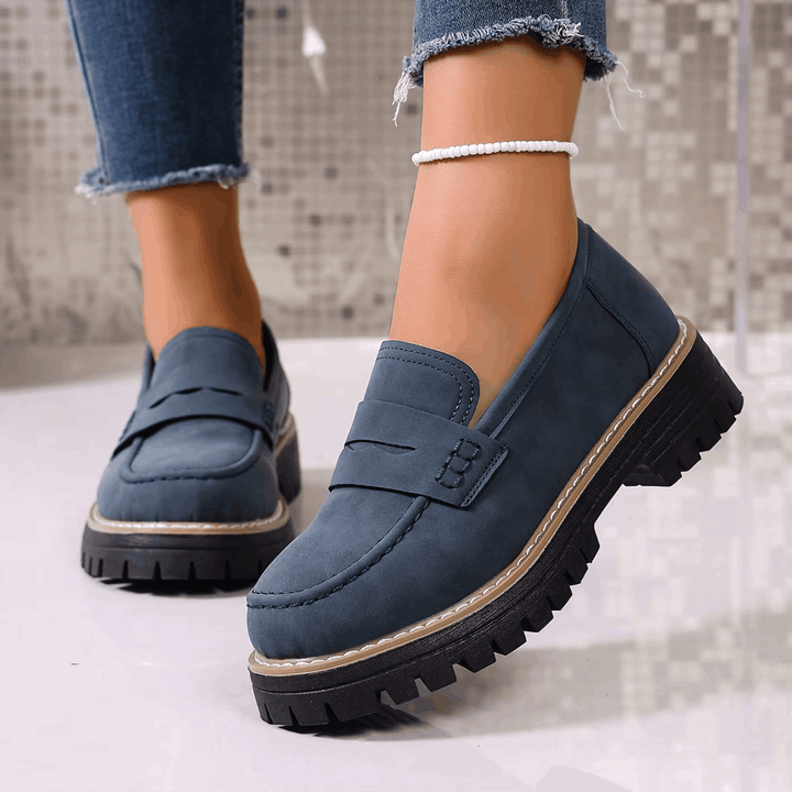 Elsa | Mocassins à Talon Style Universitaire