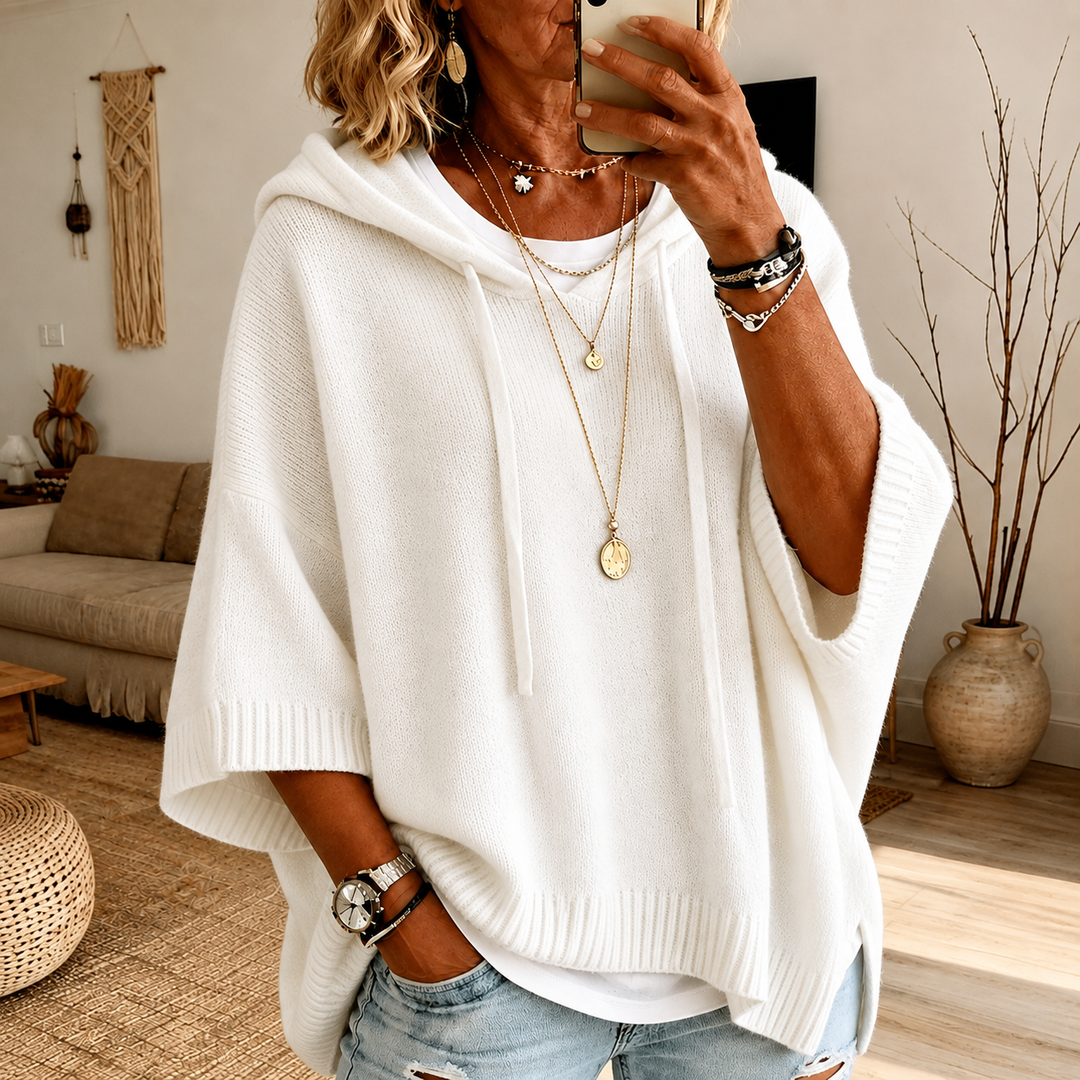 Janice – Pull Poncho Blanc