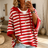 Charlotte – Poncho Pull Rayé Rouge