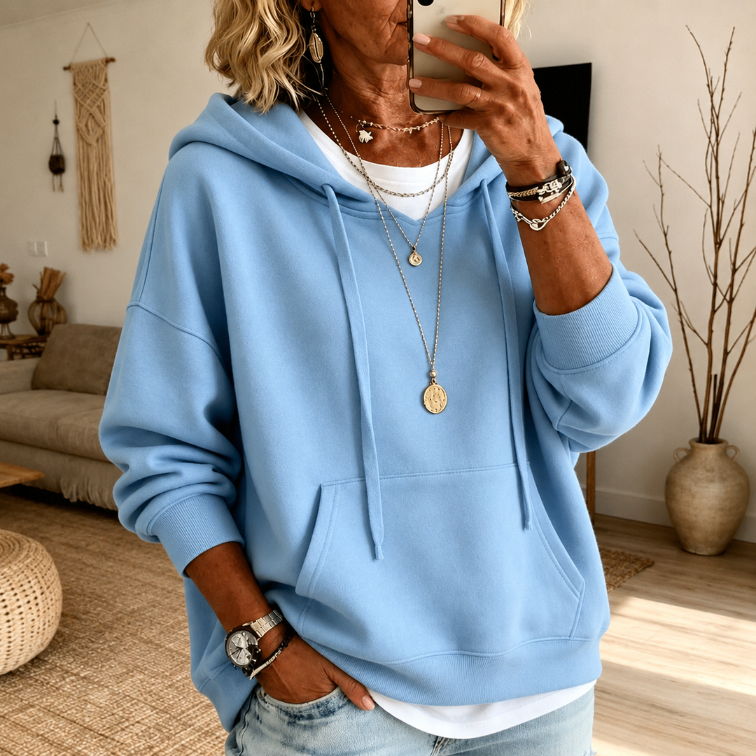 Ines – Sweat à capuche bleu ciel