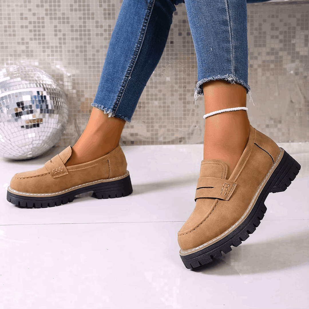 Elsa | Mocassins à Talon Style Universitaire