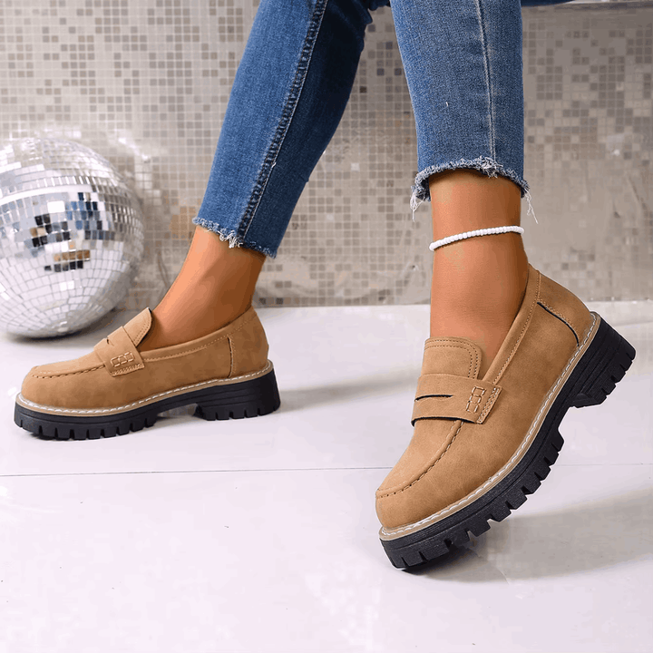Elsa | Mocassins à Talon Style Universitaire
