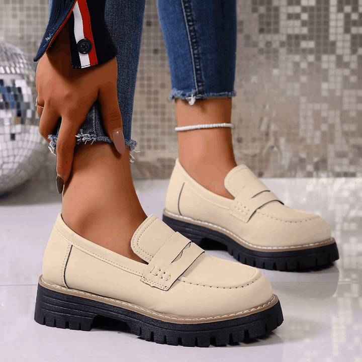 Elsa | Mocassins à Talon Style Universitaire