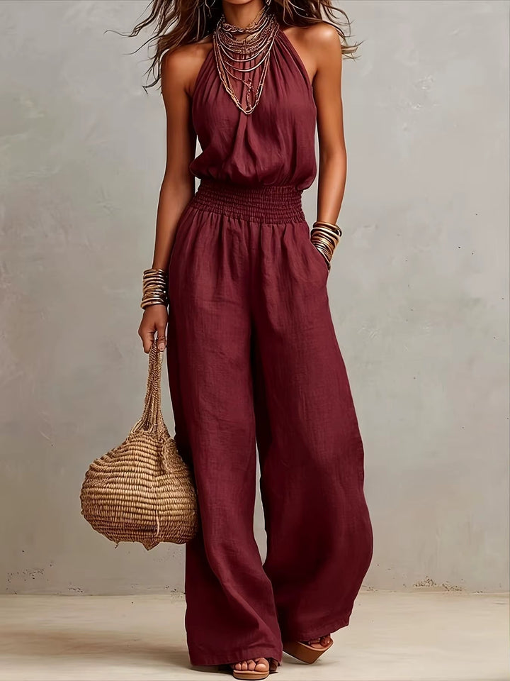 VALERIA | Combinaison à Encolure Halter et Jambes Amples