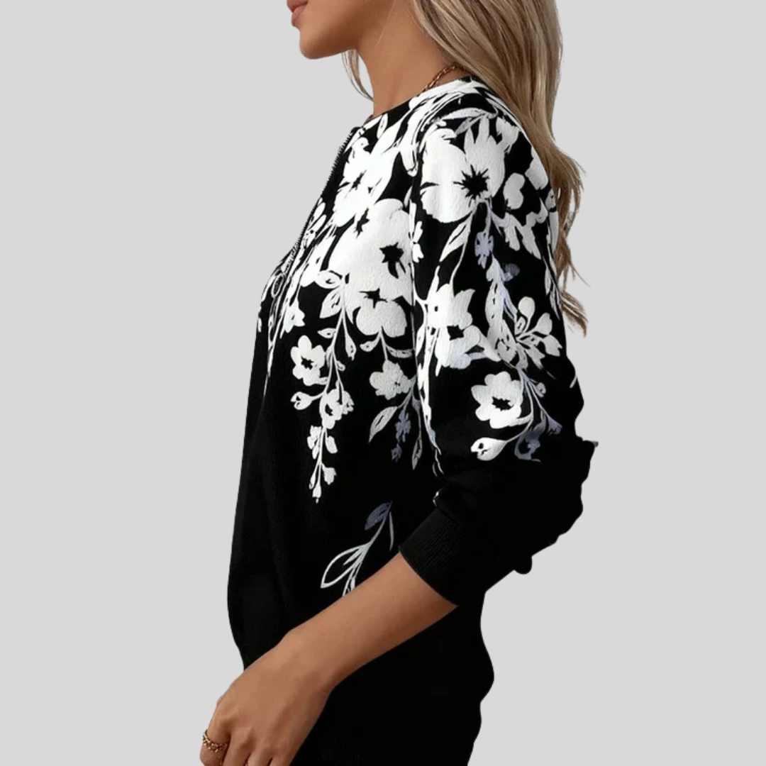 Crimson™ | Sweat-shirt zippé à imprimé floral