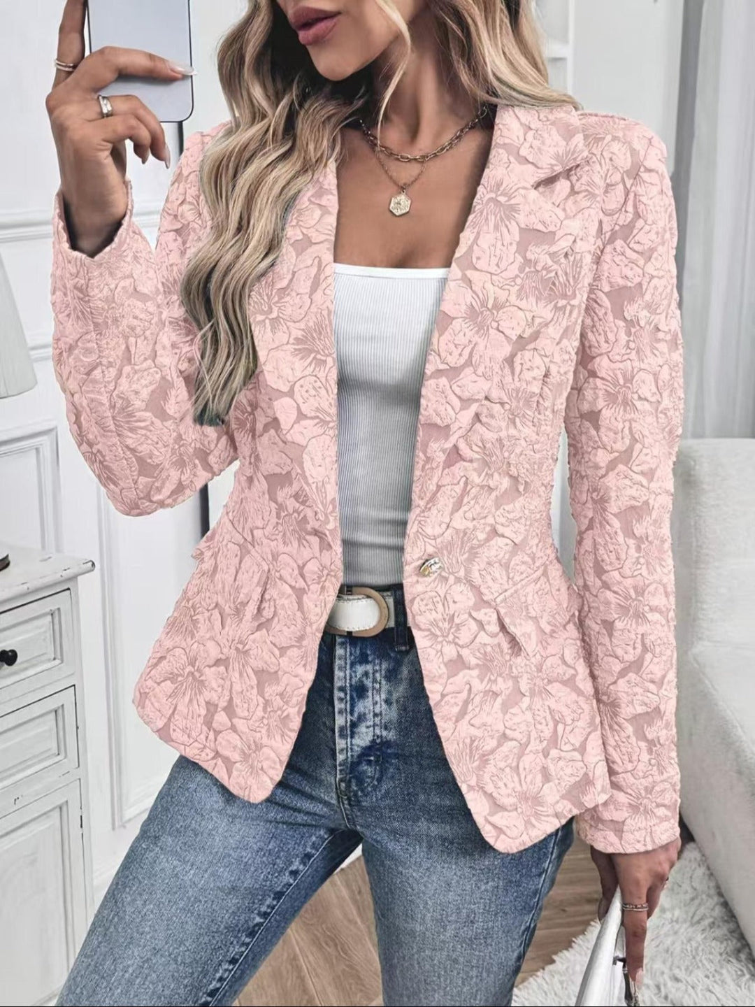 Blazer Ajusté en Jacquard Paisley pour Femmes