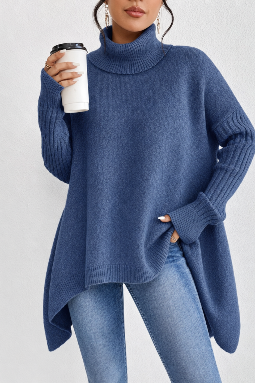Pull en tricot col roulé surdimensionné