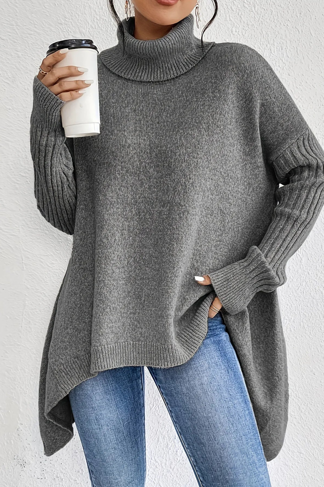 Pull en tricot col roulé surdimensionné