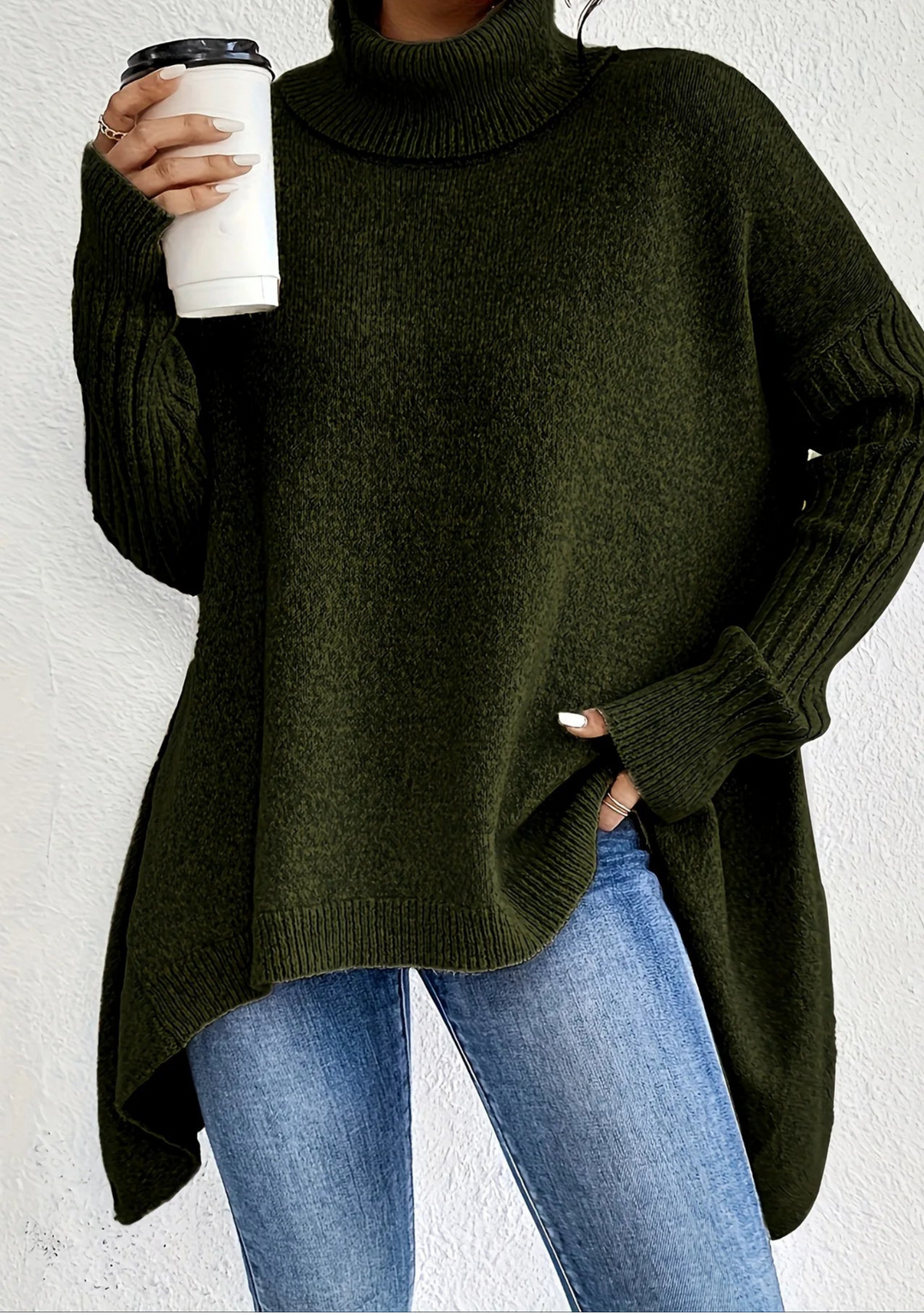 Pull en tricot col roulé surdimensionné